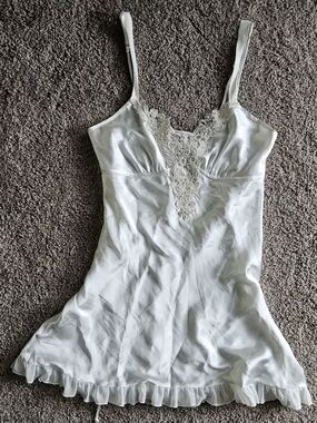 White Lace-Trim Slip Dress